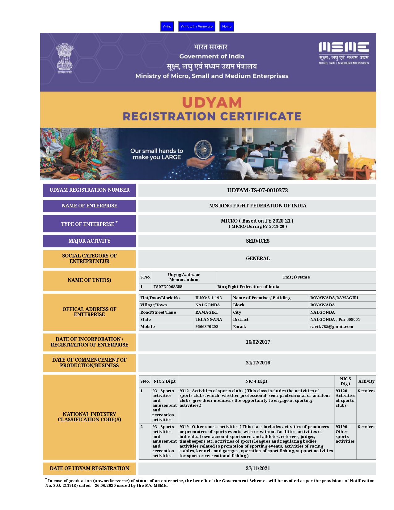 Recognition Certificate Page 1